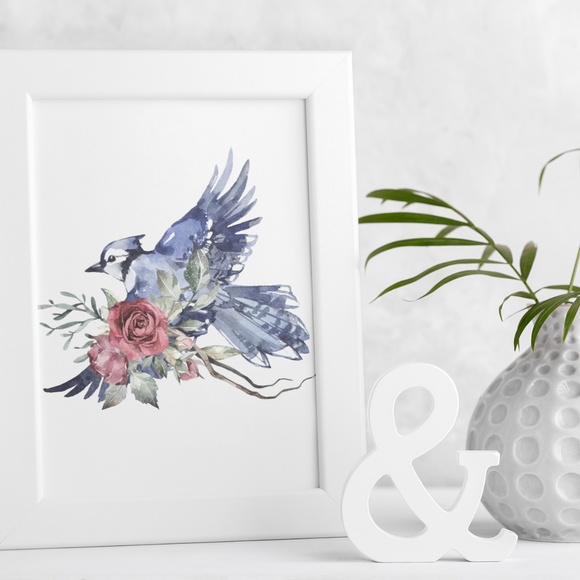 Watercolor Wall Art Blue Jay Illustration Print Poster Unframed - Picture 6 of 17